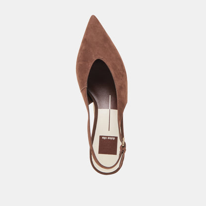 Alenna Dk Brown Suede Heels - DK BROWN SUEDE