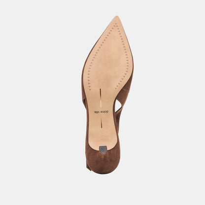 Alenna Dk Brown Suede Heels - DK BROWN SUEDE