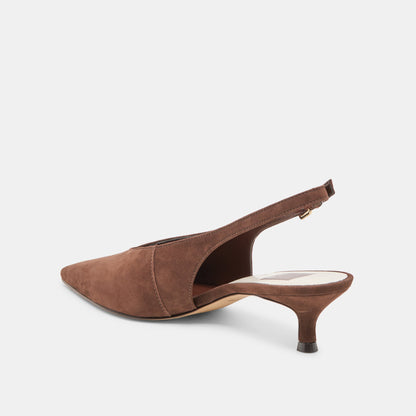 Alenna Dk Brown Suede Heels - DK BROWN SUEDE