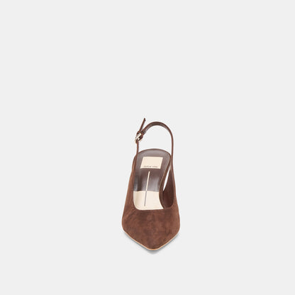Elasi Dk Brown Nubuck Heels - DK BROWN NUBUCK