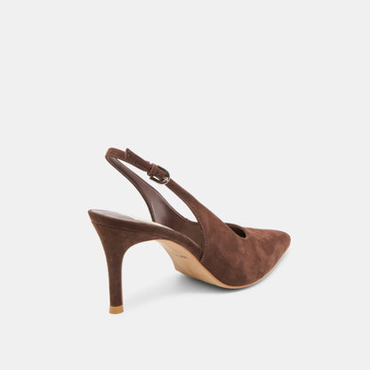Elasi Dk Brown Nubuck Heels - DK BROWN NUBUCK