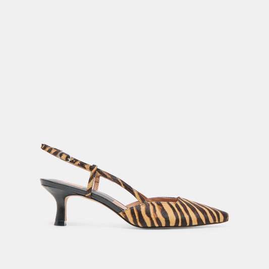 Odela Tiger Calf Hair Heels - TIGER CALF HAIR