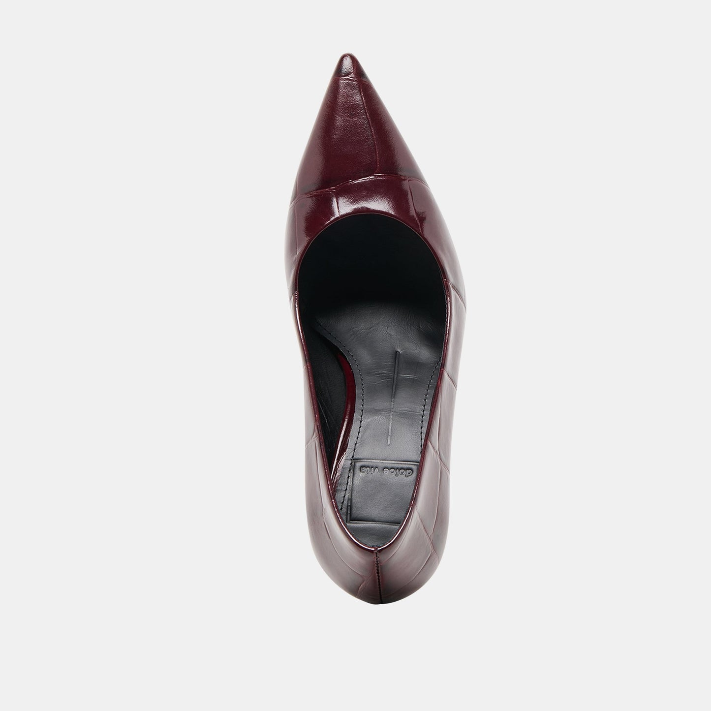 Misty Burgundy Croco Embossed Leather Heels - BURGUNDY CROCO EMBOSSED LEATHER