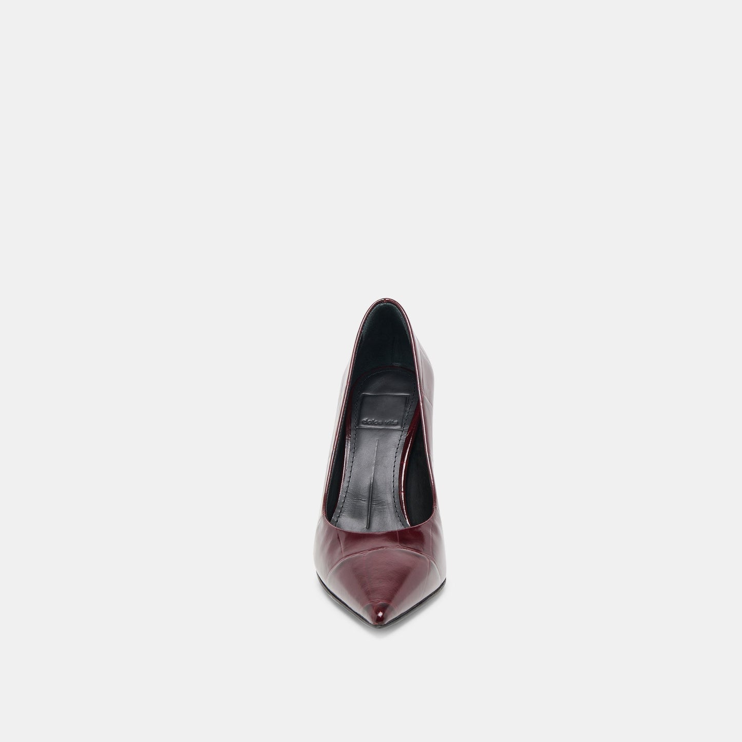 Misty Burgundy Croco Embossed Leather Heels - BURGUNDY CROCO EMBOSSED LEATHER