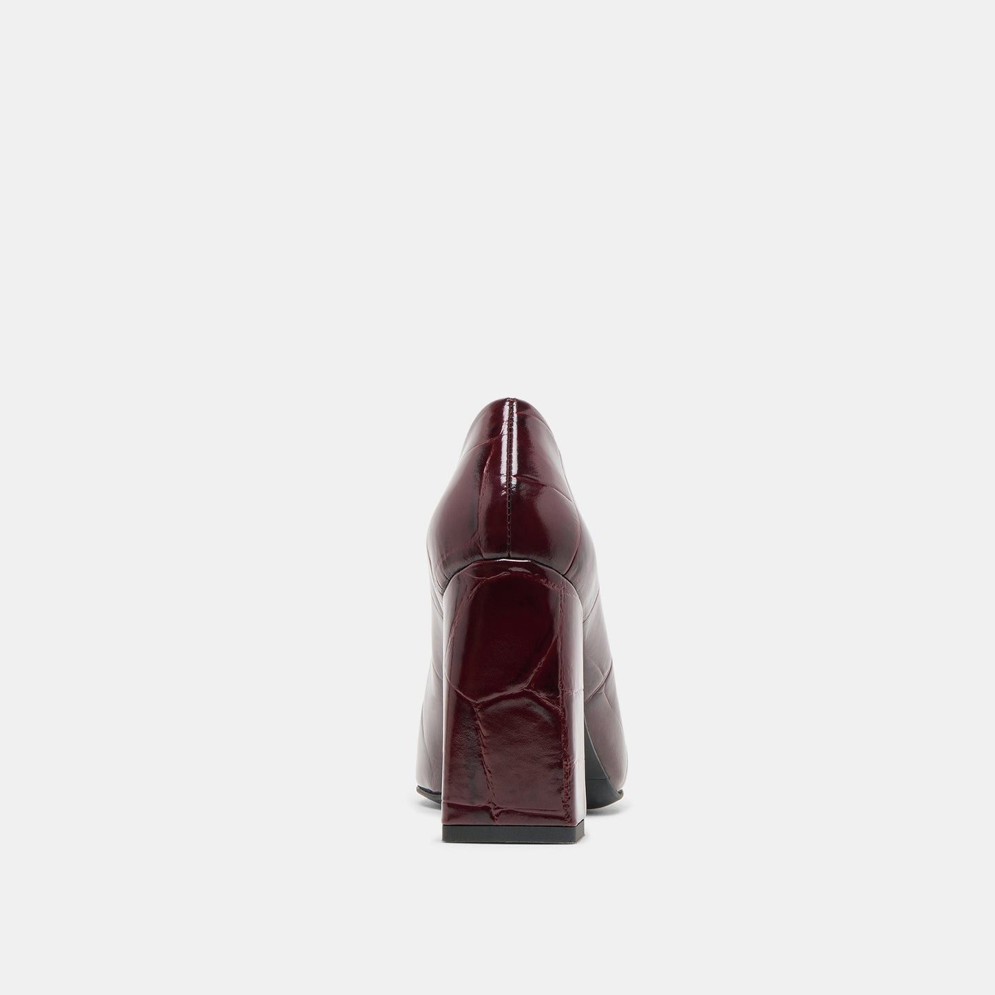 Misty Burgundy Croco Embossed Leather Heels - BURGUNDY CROCO EMBOSSED LEATHER
