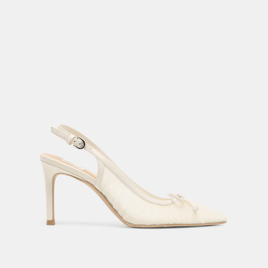 Yela White Tulle Heels - WHITE TULLE