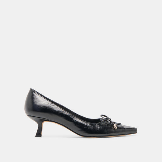 Clarie Midnight Crinkle Patent Leather Heels - MIDNIGHT CRINKLE PATENT LEATHER