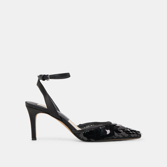 Elizza Confetti Onyx Woven Mesh Heels - ONYX WOVEN MESH