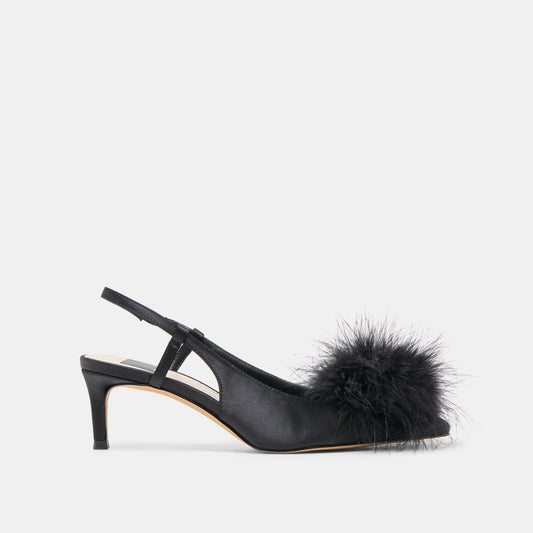 Kamy Onyx Satin Heels - ONYX SATIN