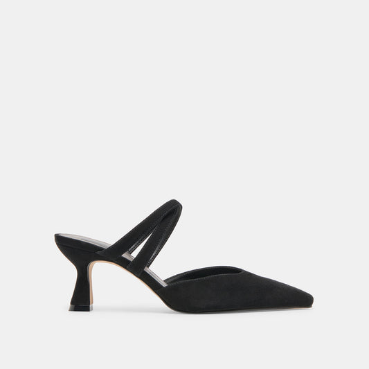 Linore Onyx Suede Heels - ONYX SUEDE
