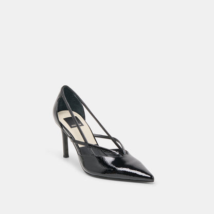 Kaine Midnight Crinkle Patent Leather Heels - MIDNIGHT CRINKLE PATENT LEATHER