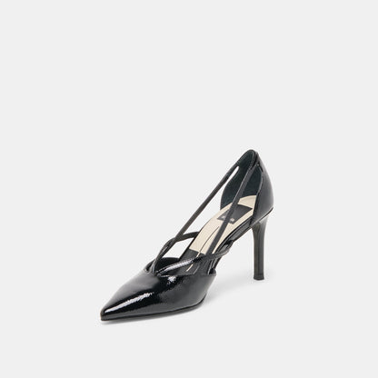 Kaine Midnight Crinkle Patent Leather Heels - MIDNIGHT CRINKLE PATENT LEATHER