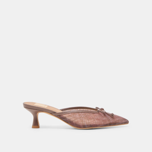 Cleo Cognac Plaid Mesh Heels - COGNAC PLAID MESH
