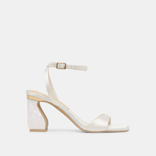 Tilda True White Satin Heels - TRUE WHITE SATIN