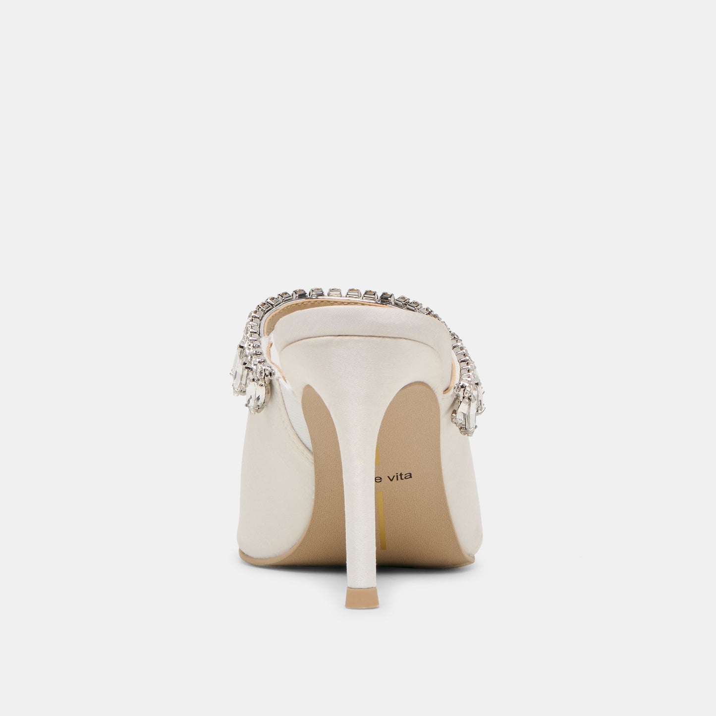 Keli Crystal White Satin Heels - WHITE SATIN