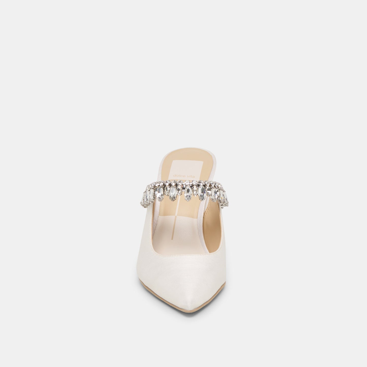Keli Crystal White Satin Heels - WHITE SATIN
