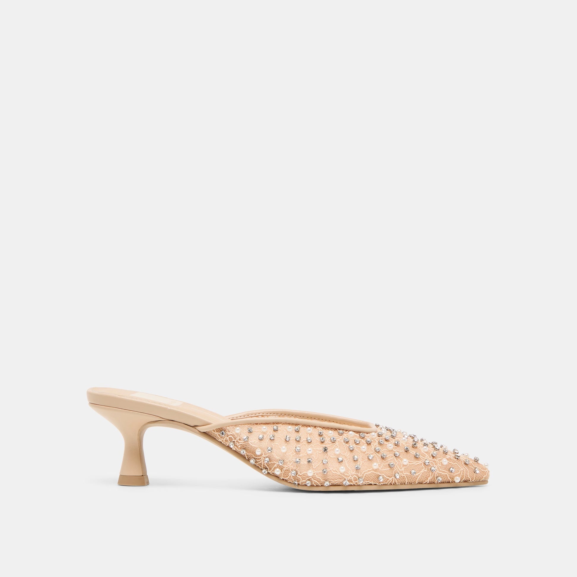 Cleo Pearl Blush Lace Mesh Heels - BLUSH LACE MESH