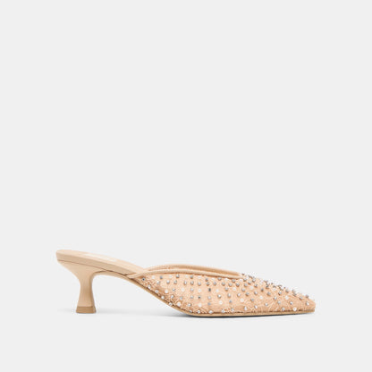 Cleo Pearl Blush Lace Mesh Heels - BLUSH LACE MESH