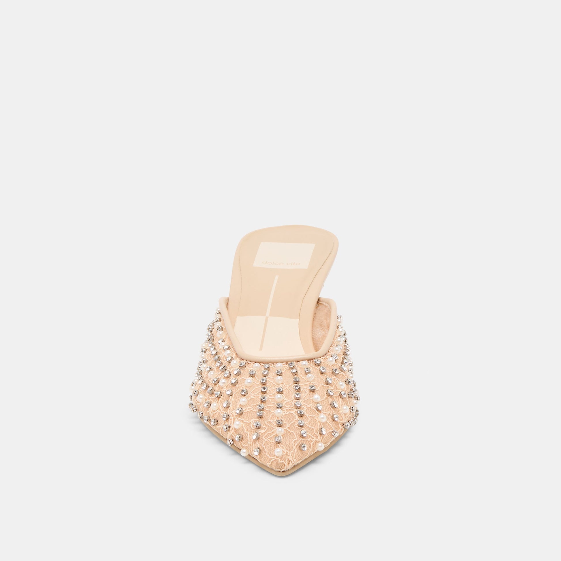 Cleo Pearl Blush Lace Mesh Heels - BLUSH LACE MESH