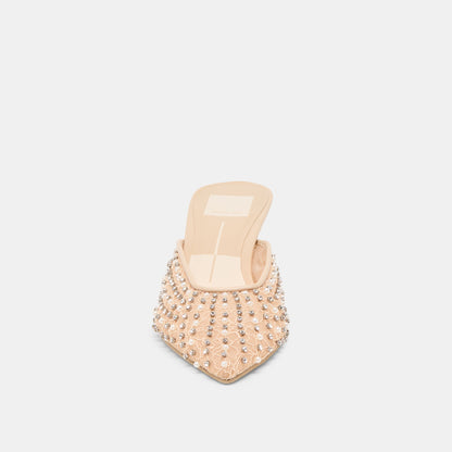 Cleo Pearl Blush Lace Mesh Heels - BLUSH LACE MESH