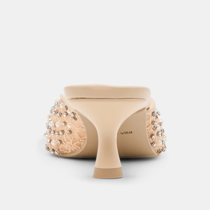 Cleo Pearl Blush Lace Mesh Heels - BLUSH LACE MESH