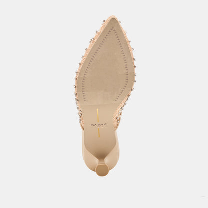 Cleo Pearl Blush Lace Mesh Heels - BLUSH LACE MESH