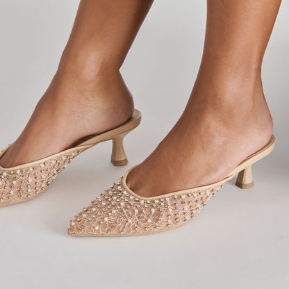 Cleo Pearl Blush Lace Mesh Heels - BLUSH LACE MESH