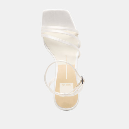 Ysabel True White Satin Heels - TRUE WHITE SATIN