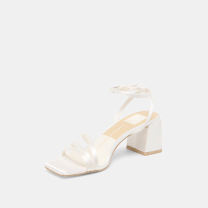 Ysabel True White Satin Heels - TRUE WHITE SATIN