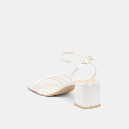 Ysabel True White Satin Heels - TRUE WHITE SATIN