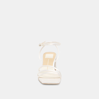 Ysabel True White Satin Heels - TRUE WHITE SATIN