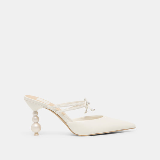Klaire True White Leather Heels - TRUE WHITE LEATHER