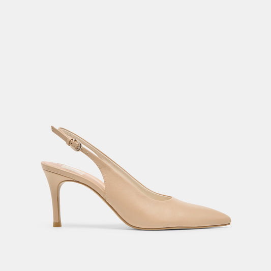Elasi Beige Crinkle Patent Heels - BEIGE CRINKLE PATENT
