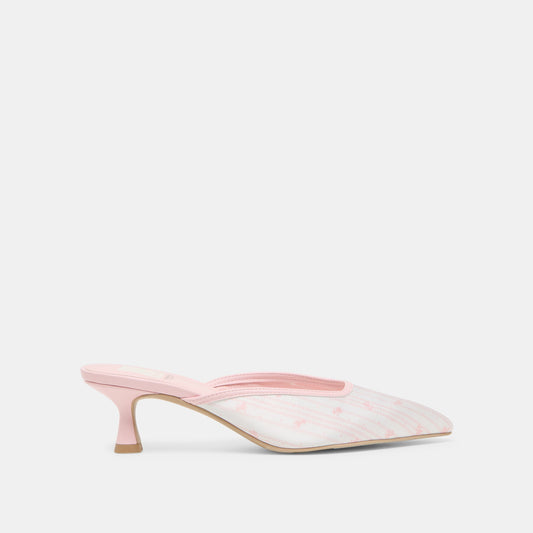 Cleo X Byrdie Gold Pink Floral Satin Heels - PINK FLORAL SATIN