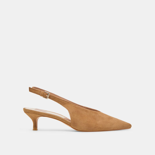 Alenna Lt Brown Suede Heels - LT BROWN SUEDE