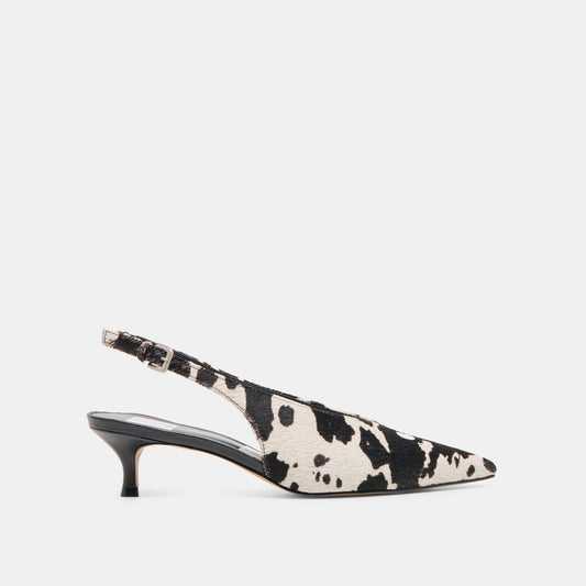 Alenna Black White Taurus Calf Hair Heels - BLACK WHITE TAURUS CALF HAIR