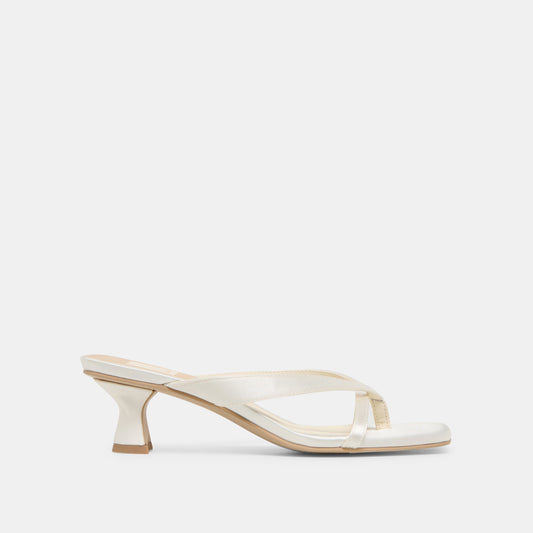 Brevel True White Satin Heels - TRUE WHITE SATIN