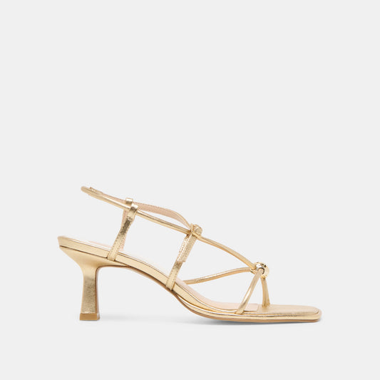 Mylee Gold Distressed Leather Heels - GOLD DISTRESSED LEATHER
