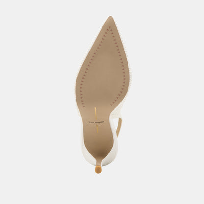 Elasi Pearl Off White Satin Heels - TRUE WHITE SATIN