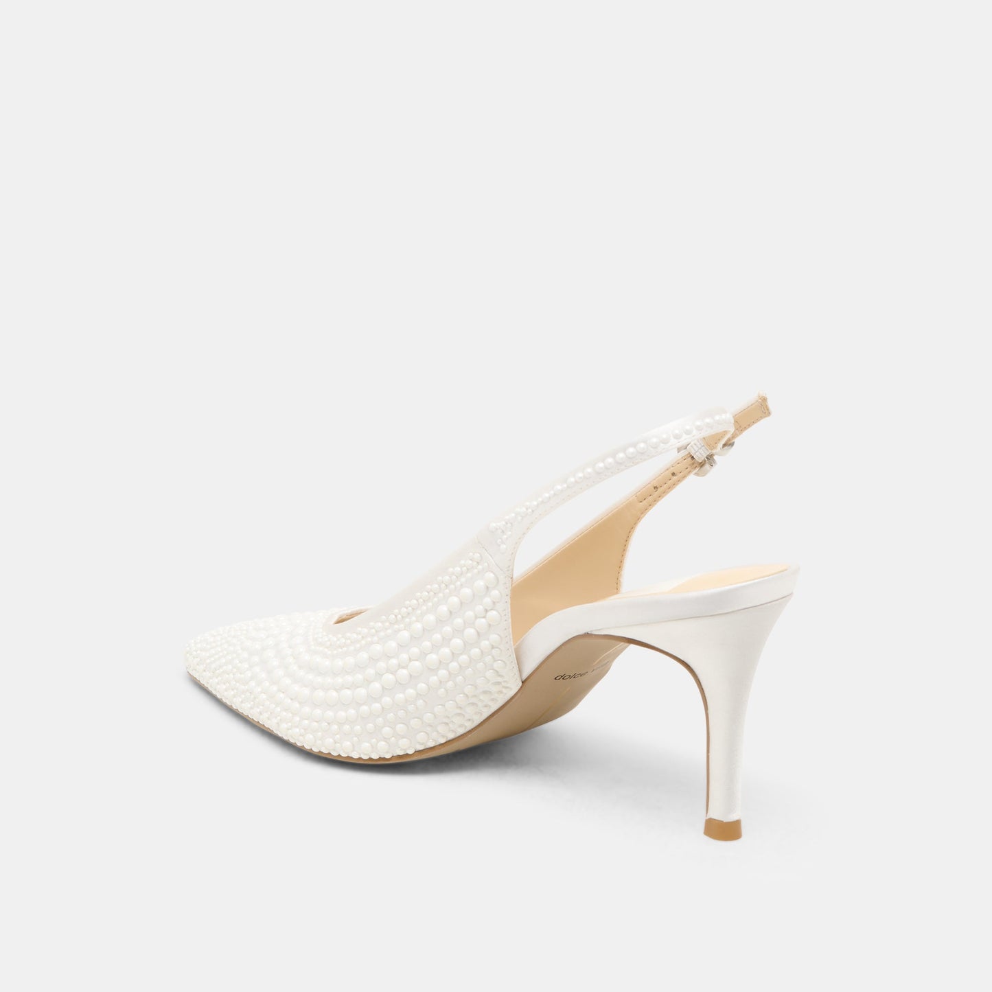 Elasi Pearl Off White Satin Heels - TRUE WHITE SATIN