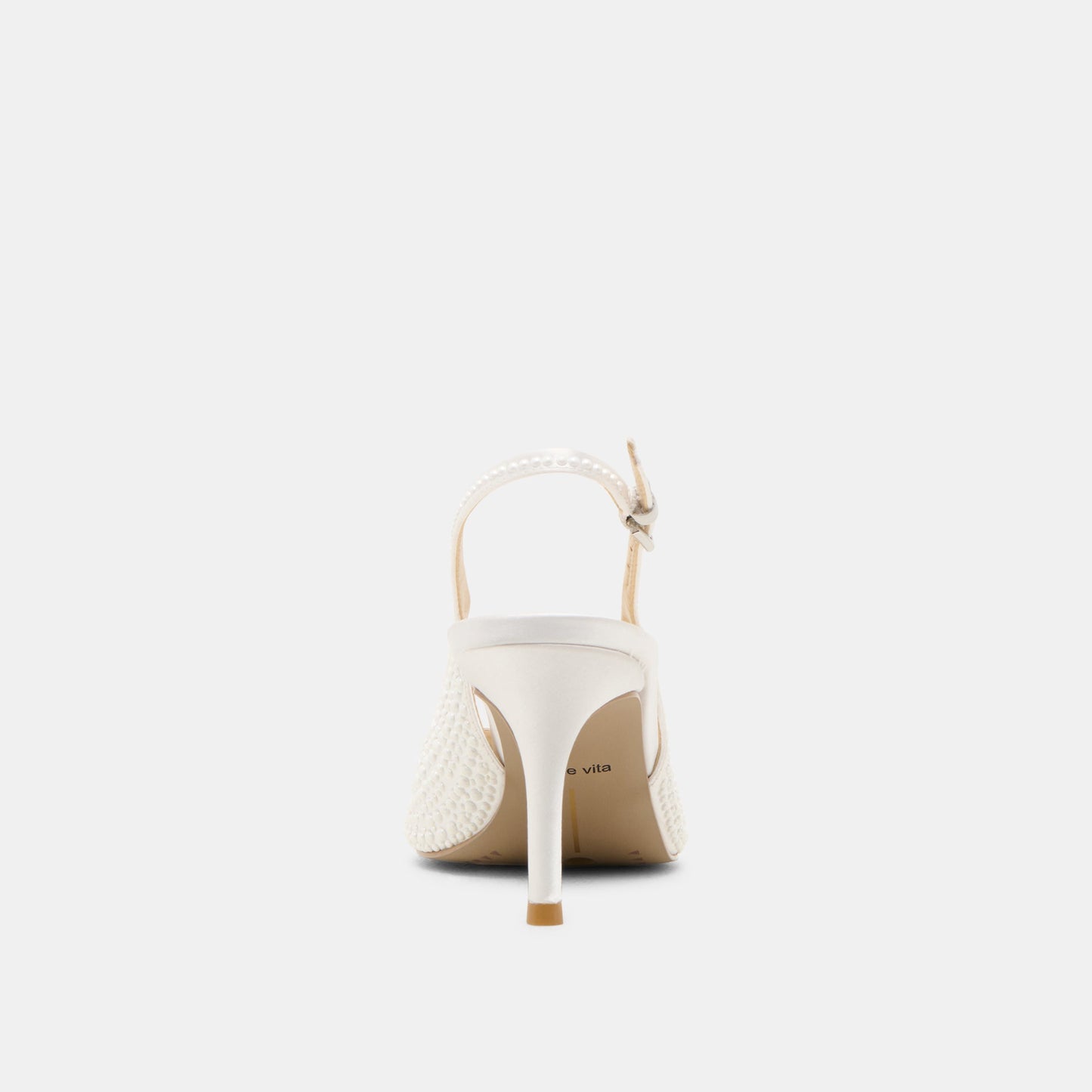 Elasi Pearl Off White Satin Heels - TRUE WHITE SATIN