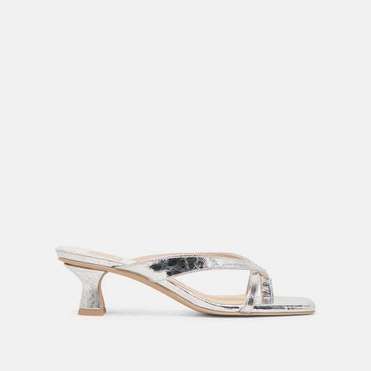 BREVEL HEELS SILVER DISTRESSED LEATHER - SILVER DISTRESSED LEATHER