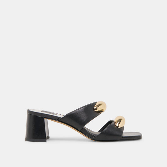Barnet Black Leather Heels - BLACK LEATHER