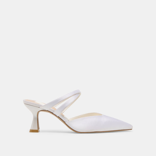 Linore True White Satin Heels - TRUE WHITE SATIN