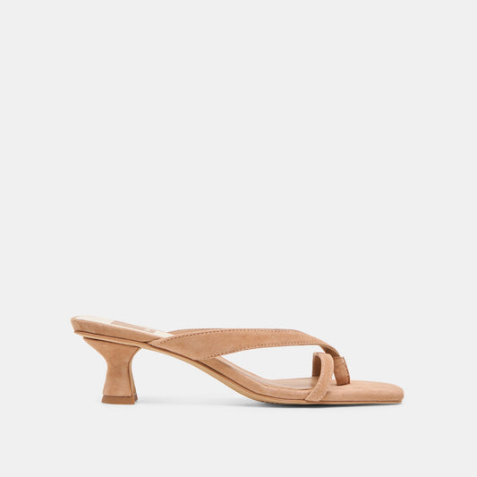 Brevel Toffee Suede Heels - TOFFEE SUEDE
