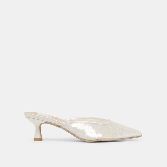 Cleo Ivory Sequin Heels - IVORY SEQUIN
