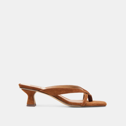 Brevel Dk Brown Suede Heels - DK BROWN SUEDE
