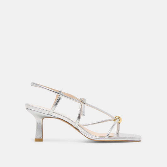 Mylee Silver Distressed Leather Heels - SILVER DISTRESSED LEATHER