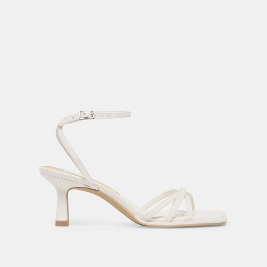 Manji True White Leather Heels - TRUE WHITE LEATHER