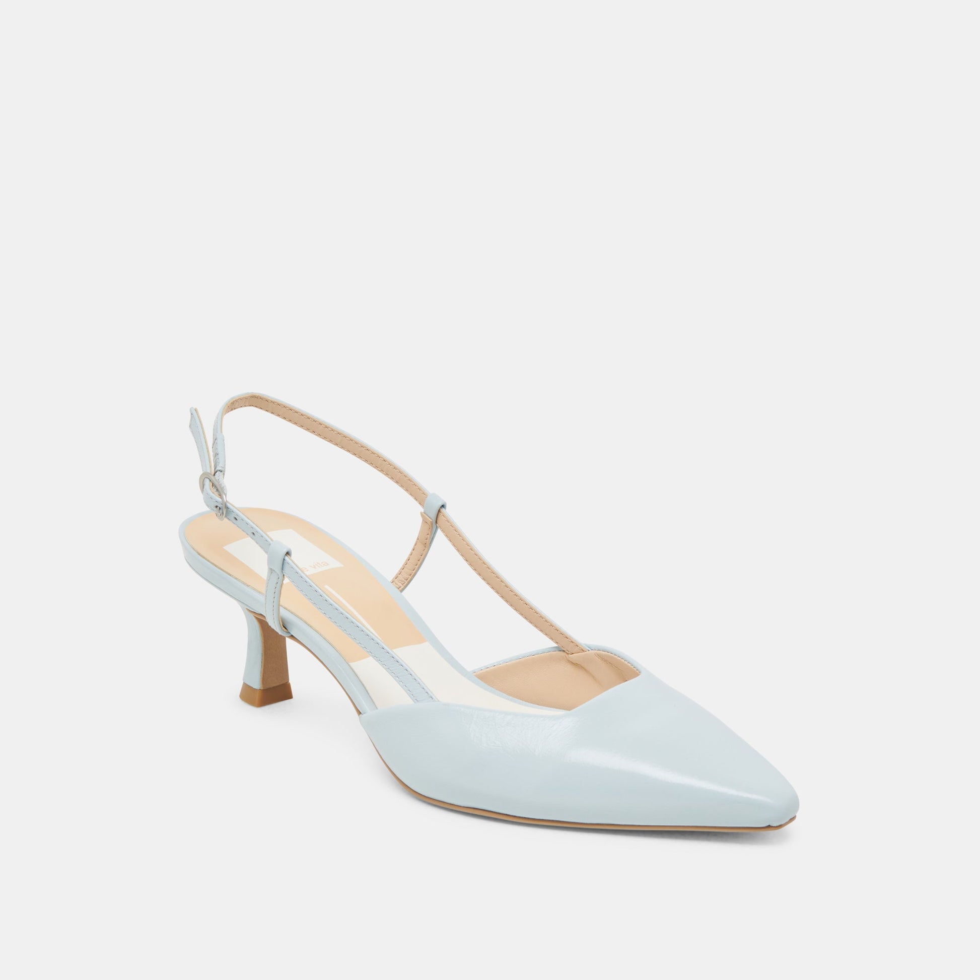 Odela Ice Blue Leather Heels - ICE BLUE LEATHER